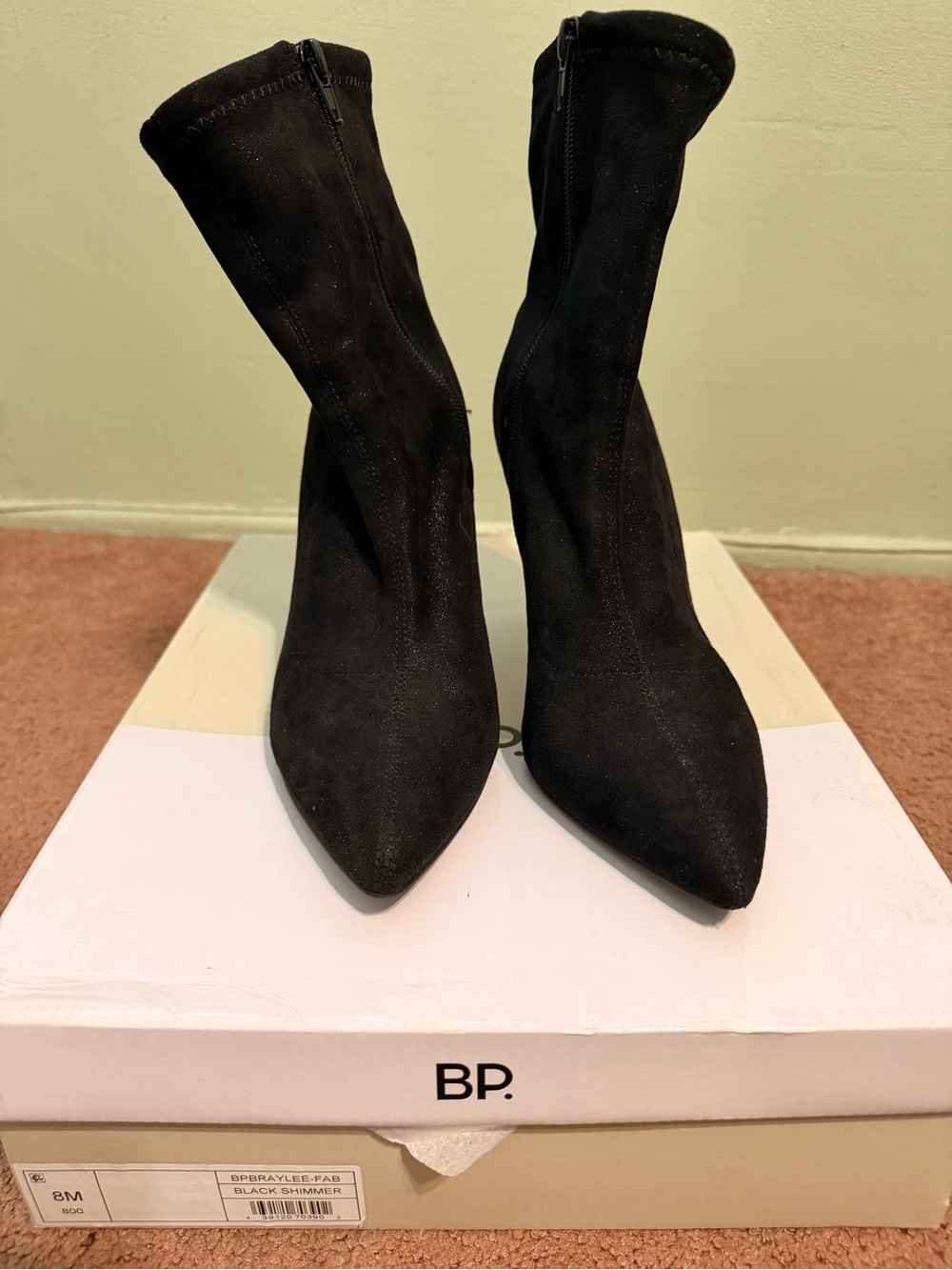 bp Black Pointed Toe Stretch Ankle Boots